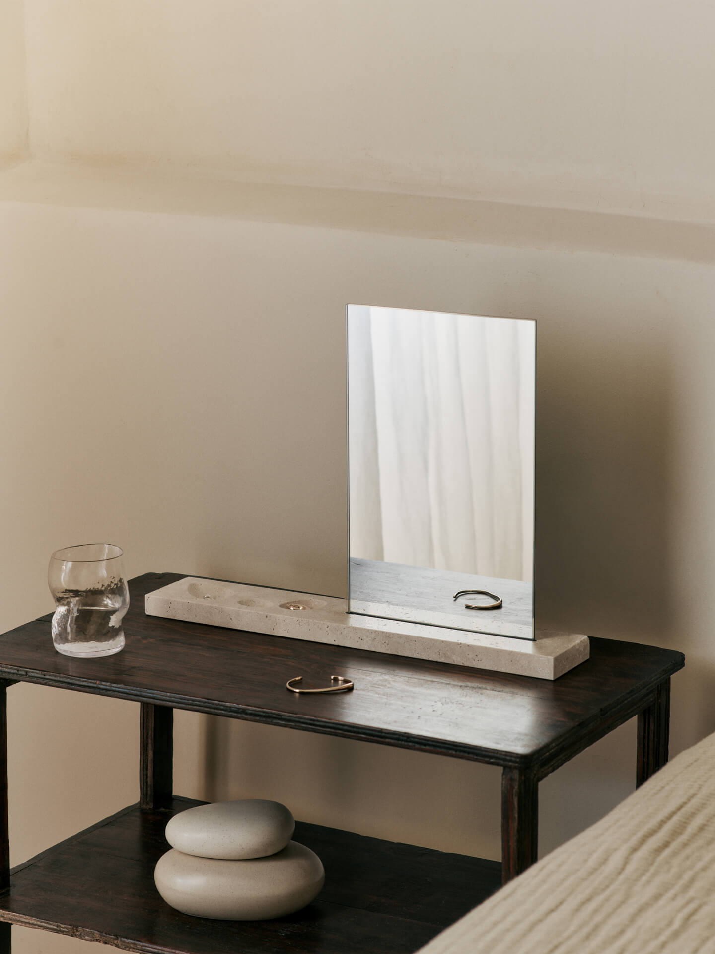 Caseta Table Mirror - Travertine