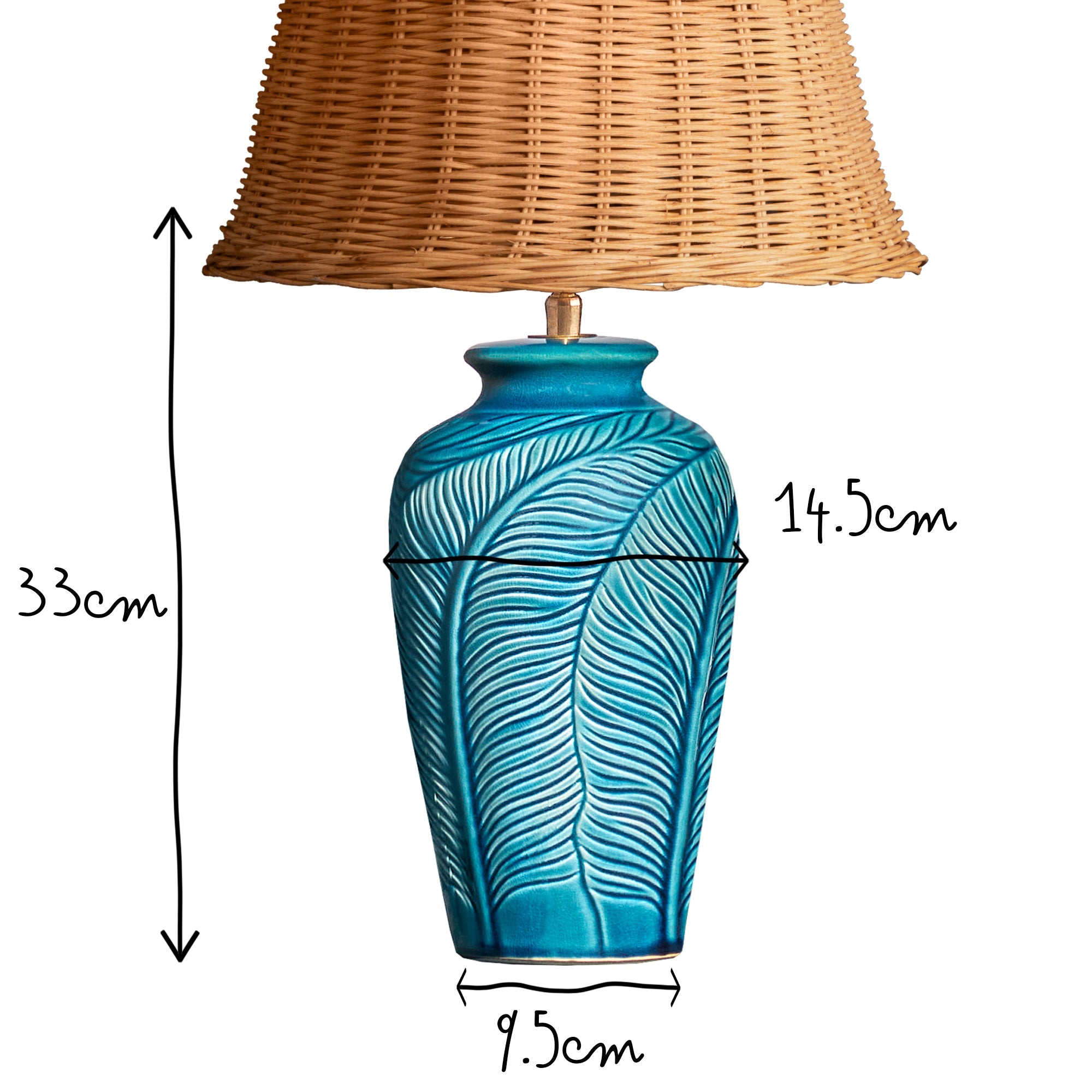 Smaller Bonello bedside lamp in blue