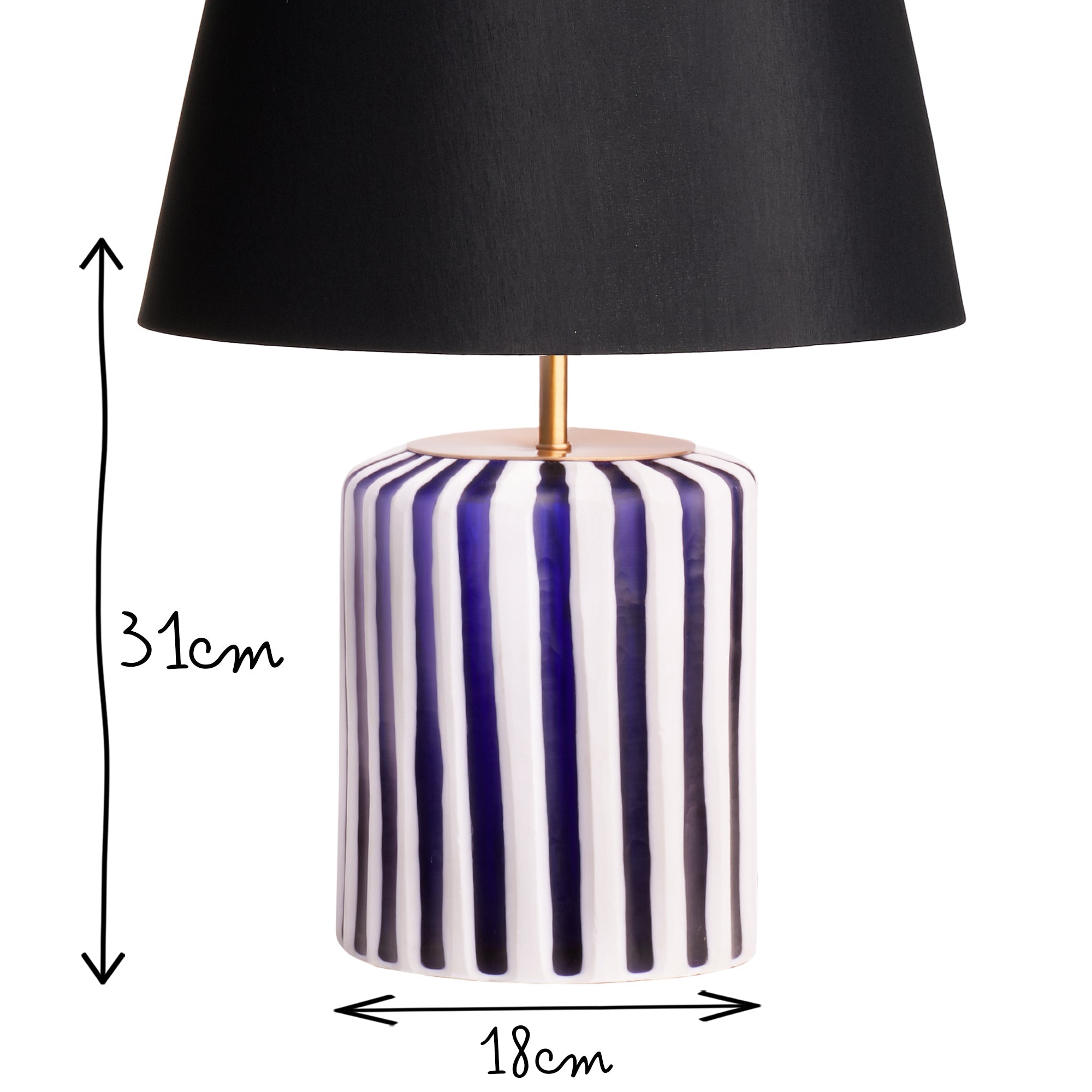 Candy table lamp in blue and white glass
