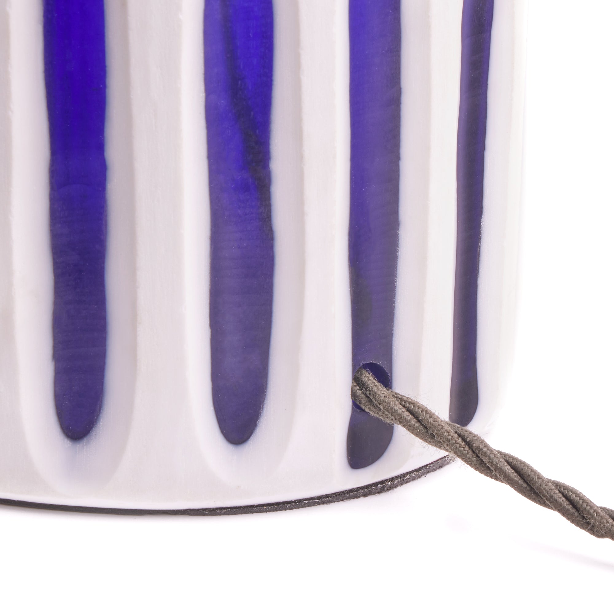 Candy table lamp in blue and white glass