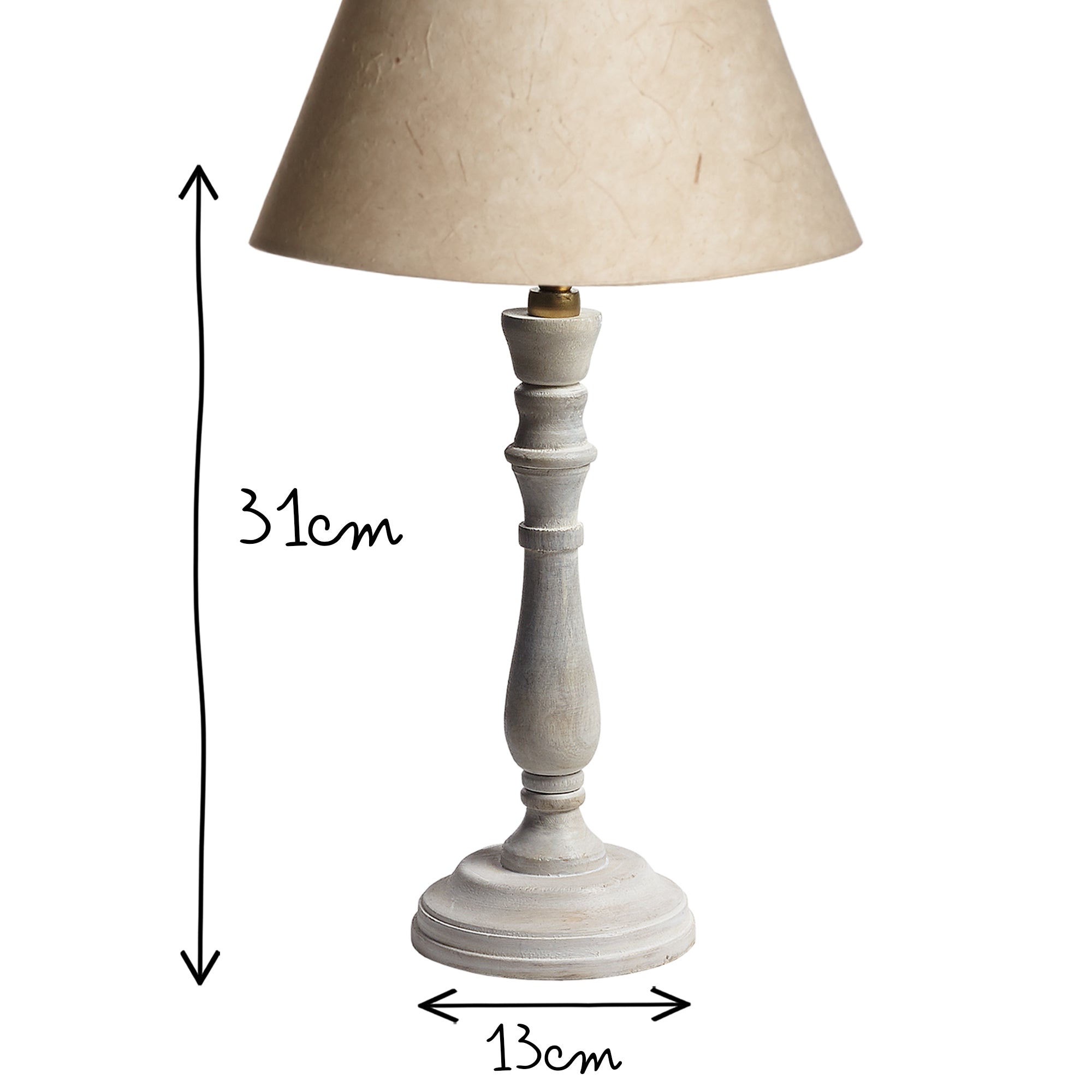Daisy table lamp in natural whitewash